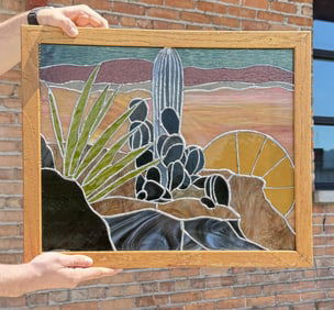 Desert Sunset Stained Glass Window