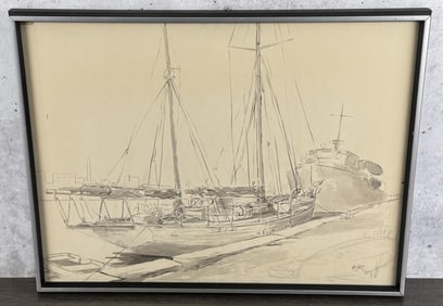 Albert Adams Harbor Watercolor Painting