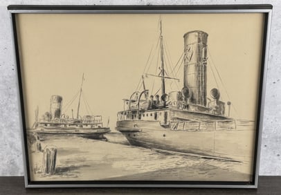 Albert Adams Harbor Watercolor Painting