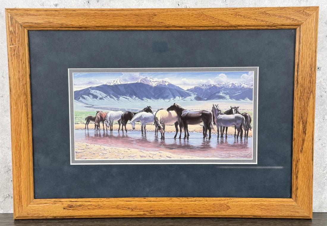 Larry Zabel Brood Mares at Valley Garden Ranch: 9 7/8" by 14 1/8" framed.