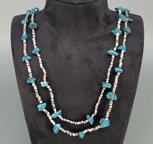 Santo Domingo Heishi Bead and Turquoise Necklace