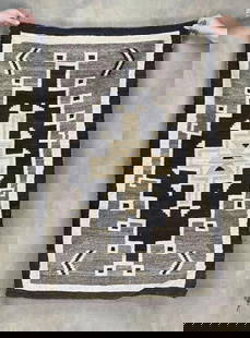 Navajo Indian Two Grey Hills Rug: 33" by 50".