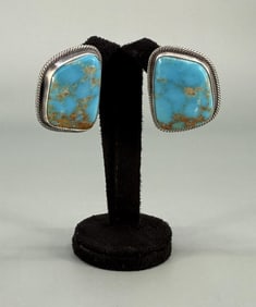 Rose Chee Navajo Stelring Turquoise Earrings