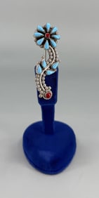Zuni Petit Point Sterling Turquoise Brooch