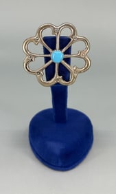Rex Abeita Navajo Sterling Silver Tufa Brooch