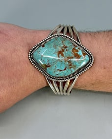 Running Bear Navajo Sterling Turquoise Bracelet
