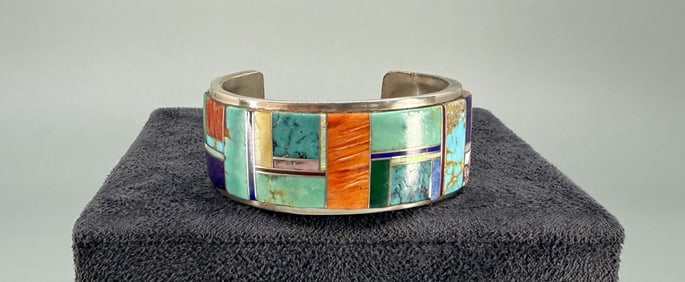 Zuni Sterling Silver Inlaid Bracelet