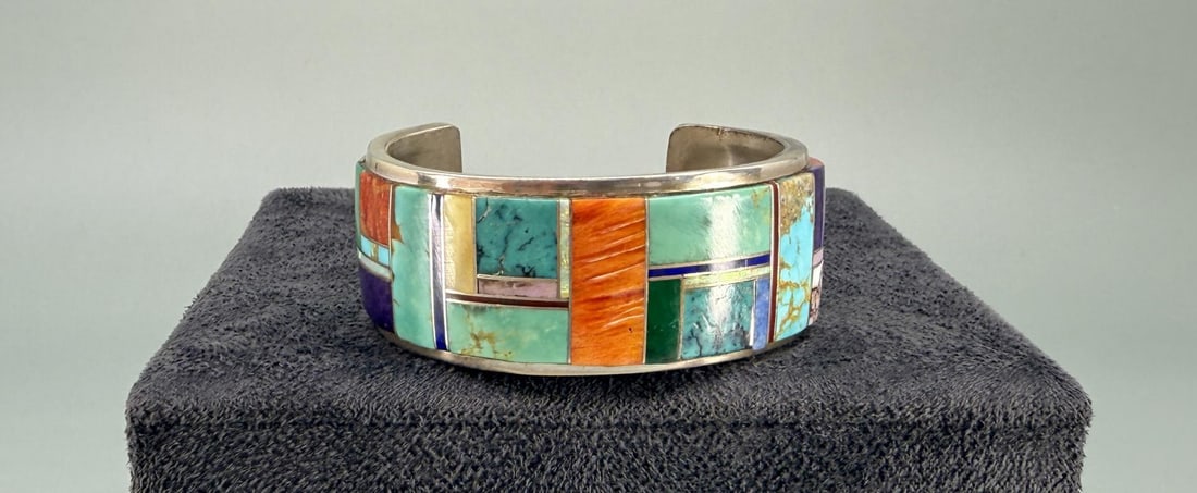 Zuni Sterling Silver Inlaid Bracelet (1 of 5)