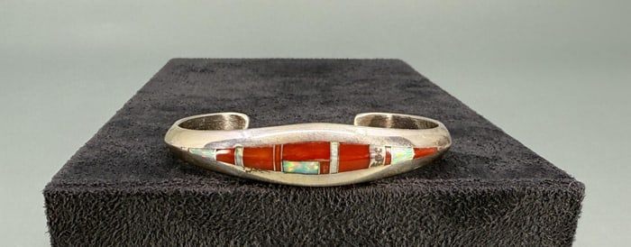 Randall Endito Navajo Sterling Coral Bracelet