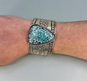 Ben Yellowhorse Navajo Sterling Turquoise Bracelet