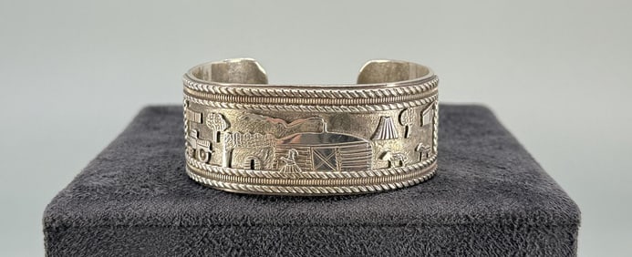 Gene Nataan Navajo Sterling Storyteller Bracelet