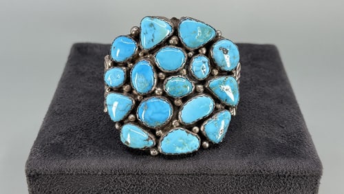Navajo Sterling Silver Turquoise Nugget Bracelet