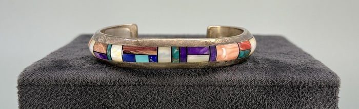 Wilford Chee Navajo Sterling Multi Stone Bracelet