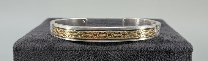 Bruce Morgan Navajo Sterling 14K Gold Bracelet