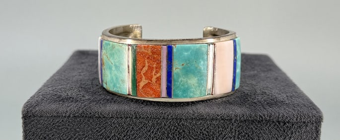 Zuni Sterling Silver Inlaid Bracelet