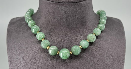 Chinese Graduated Jade Ball Necklace