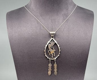 Navajo Sterling Silver Kokopelli Necklace