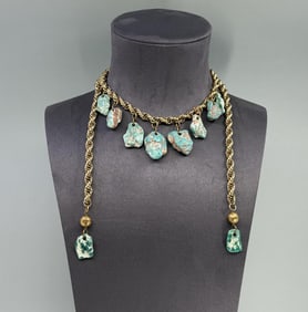 Gold Filled Navajo Turquoise Nugget Necklace