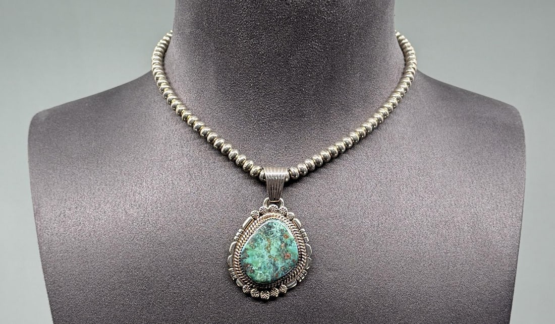 Louise Yazzie Navajo Sterling Turquoise Necklace (1 of 4)
