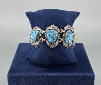 Navajo Sterling Silver Turquoise Bracelet