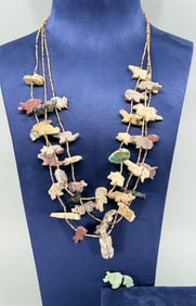Three Strand Zuni Heishi Fetish Necklace