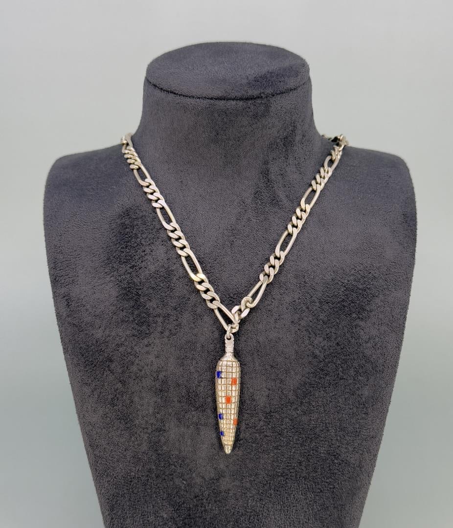 Hopi Sterling Silver Corn Necklace Chain: 11 1/2" long closed. 30.2 grams.