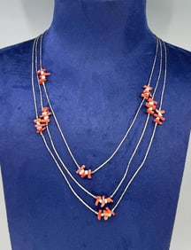Navajo Liquid Sterling Silver Coral Necklace