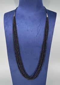 Navajo Sterling Silver Onyx Bead Necklace