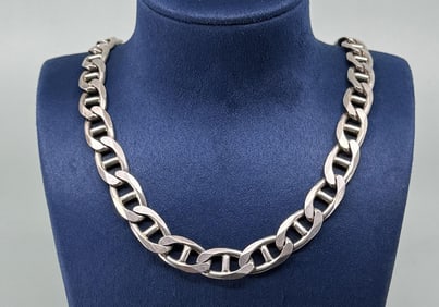 Heavy Sterling Silver Mariner Chain Necklace