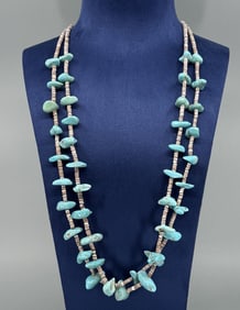 Santo Domingo Pueblo Turquoise Heishi Necklace