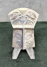 Signed Haida Sterling Silver Shield Pendant