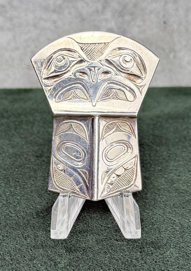 Signed Haida Sterling Silver Shield Pendant (1 of 3)