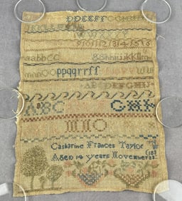 1823 Folk Art Needlework American Sampler