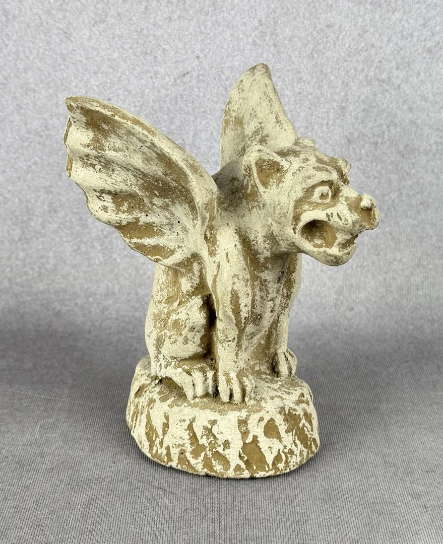 Concrete Winged Gargoyle Paperweight: 5 5/8" by 4 5/8" by 4 1/8"