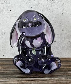 Fenton Lenox Purple Poppy Rabbit Paperweight