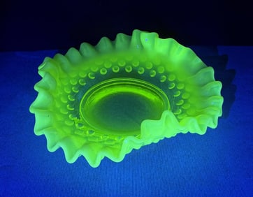 Fenton Hobnail Uranium Glass Cache Bowl