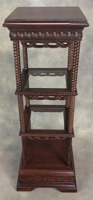 Mahogany 3 Tier Plant Stand Table
