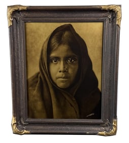 Edward Curtis Qahatika Girl Orotone Photo