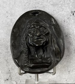 Charles M Russell Montana Indian Plaque Bronze