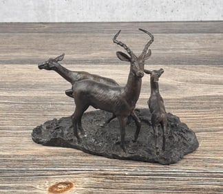 Andrews African Impala Family Bronze