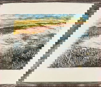 Amy Sadle River Landscape Woodblock Print