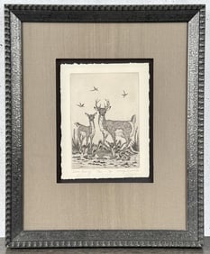 Woody Crumbo Deer Family Engraving