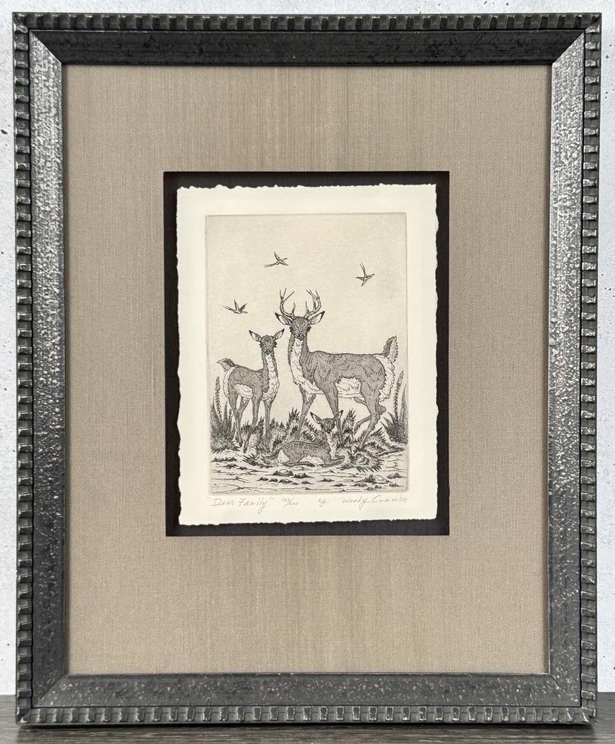 Woody Crumbo Deer Family Engraving (1 of 4)