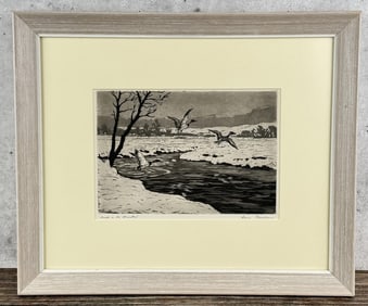 Hans Kleiber Ducks in the Meadow Etching