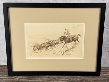 John Edward Borein Running Wild Horses Etching