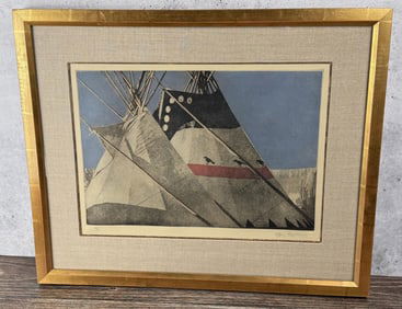 Wolfgang Pogzeba Bird Lodge Teepee Lithograph