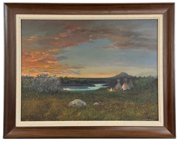 William Standing Montana Oil on Board Painting