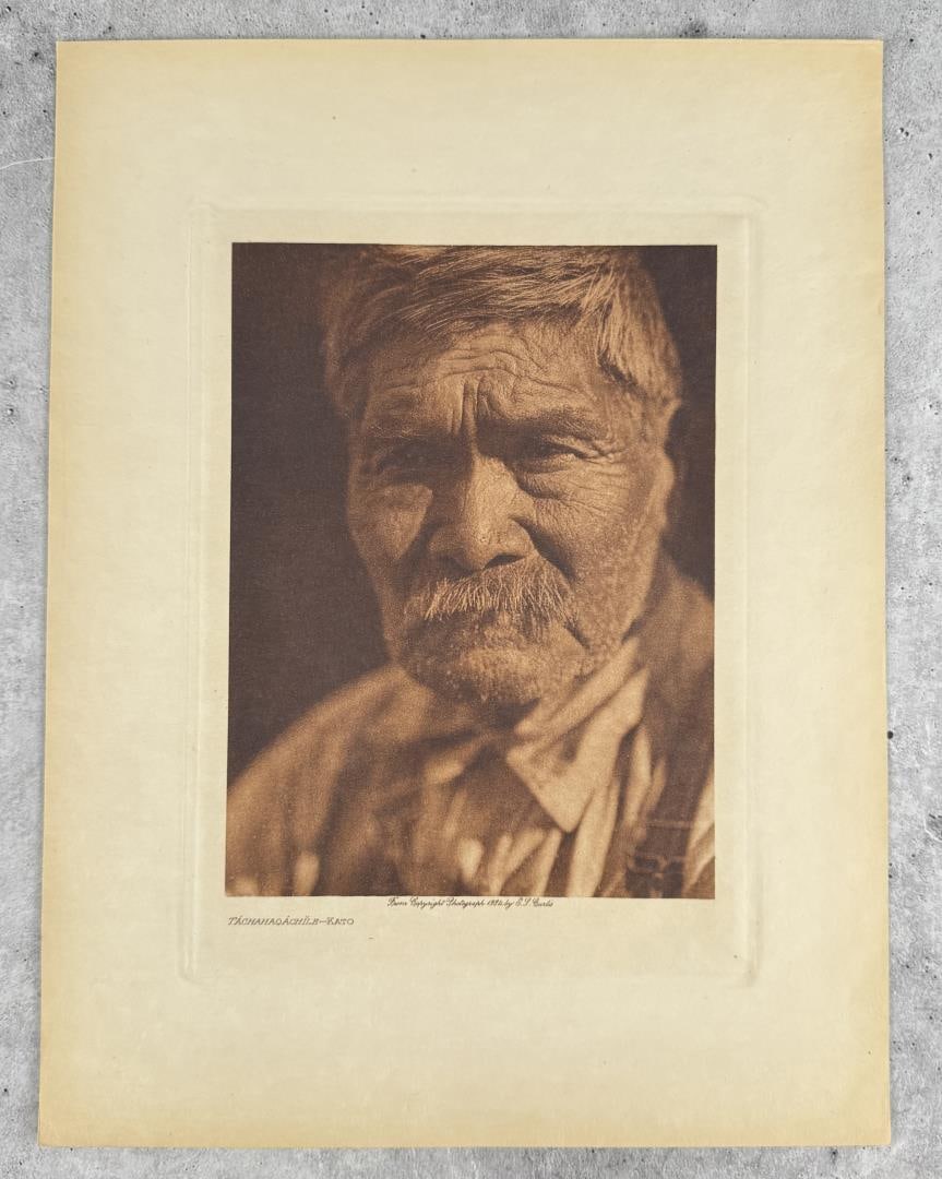 Edward Curtis Photogravure Tachahaqachile Kato: Original 1924 photogravure from Edward Curtis The North American Indian. 9 1/2" by 12 1/2".