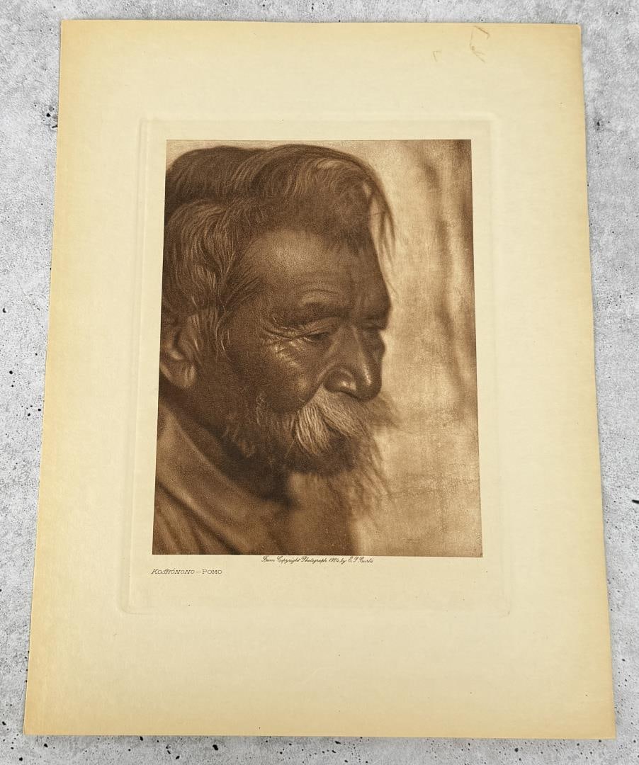Edward Curtis Photogravure Koshonono Pomo: Original 1924 photogravure from Edward Curtis The North American Indian. 9 1/2" by 12 1/2".