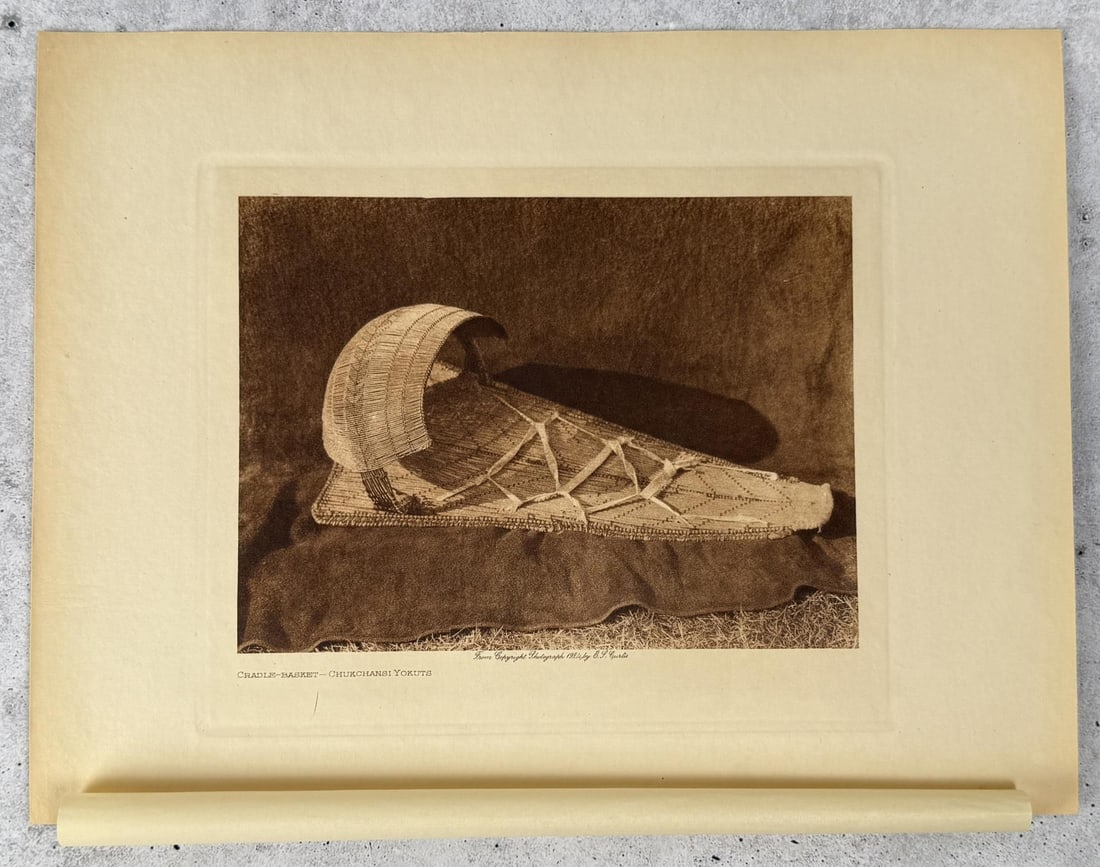 Edward Curtis Photogravure Cradle Basket Yokuts (1 of 3)